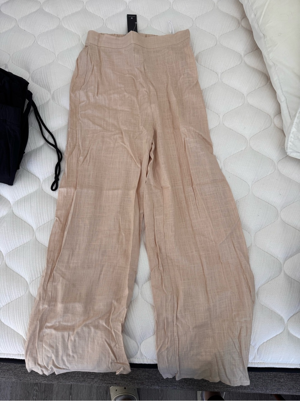 NWT Lulus wide -Leg Linen-Blend Pants in Beige